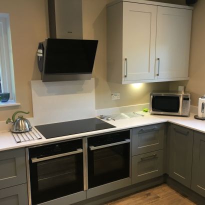grey handled kitchen design