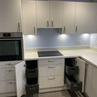 narrow drawer storage in kitchen